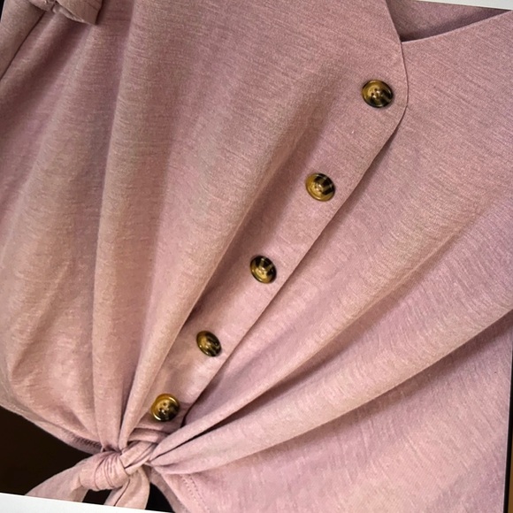 Hippie Rose Pink Short Sleeve Tie Front Blouse - Picture 5 of 9